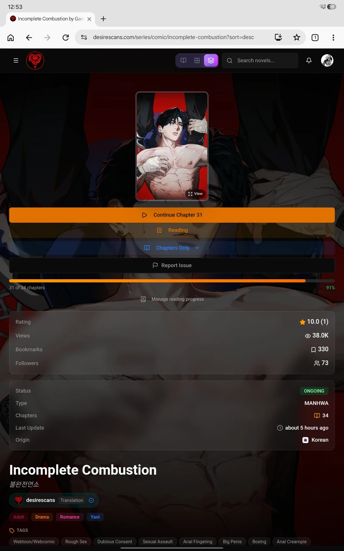 Image 4 of 5 attached to "Not getting new chapter notification"